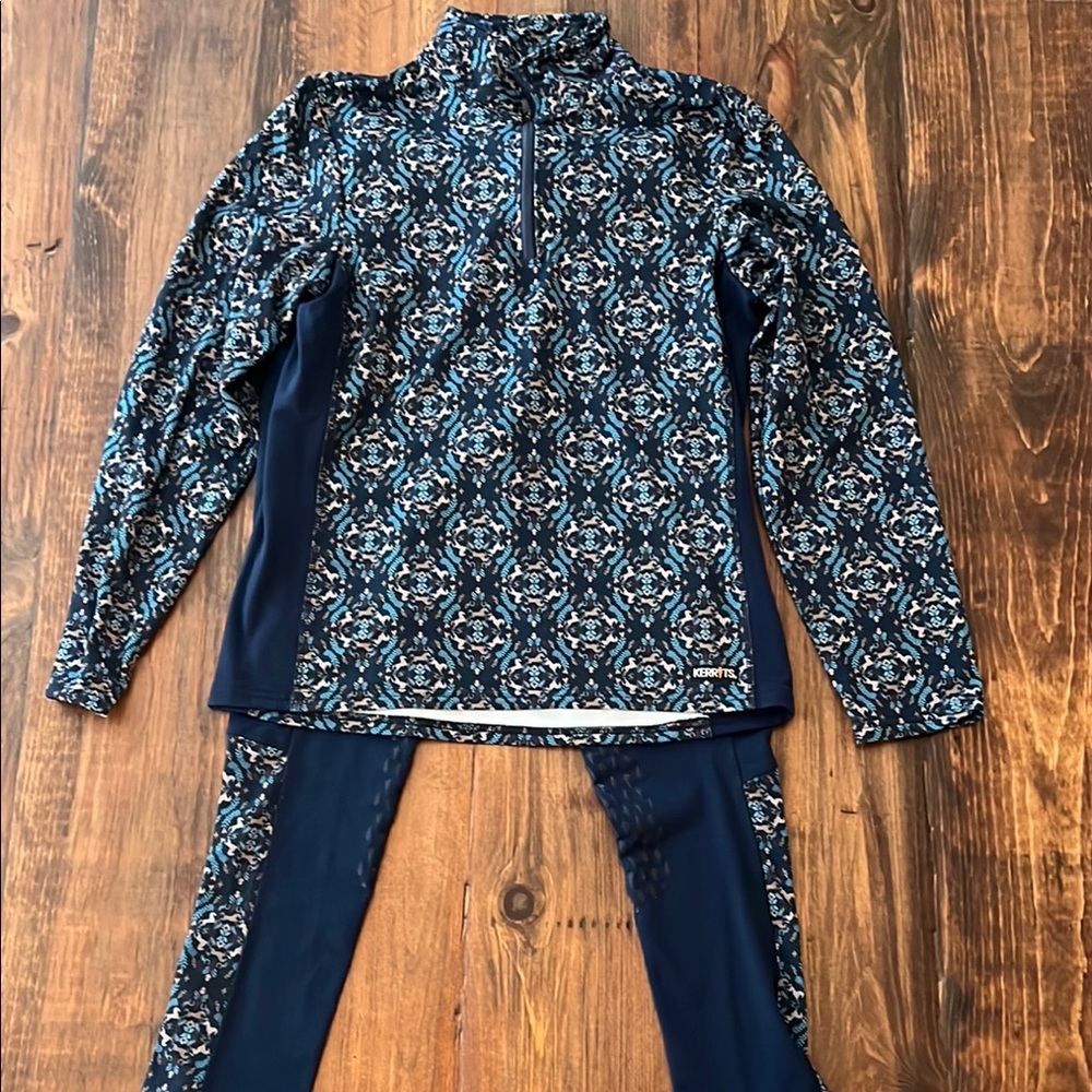 Kerrits Kids Matching Set in Blue and White